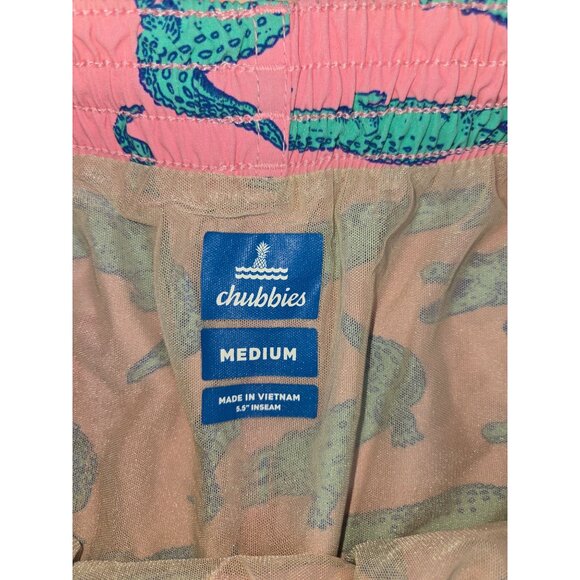 Chubbies Mens Pink 5" Swim Trunks Medium - Alligator Print - Picture 3 of 7